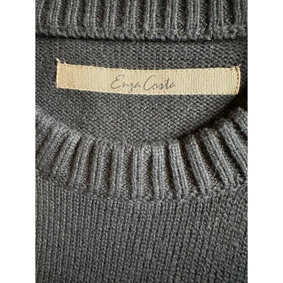 Enza Costa Cashmere Cotton Long Sleeve Crewneck Sweater in Black X-Small Womens - Picture 9 of 12